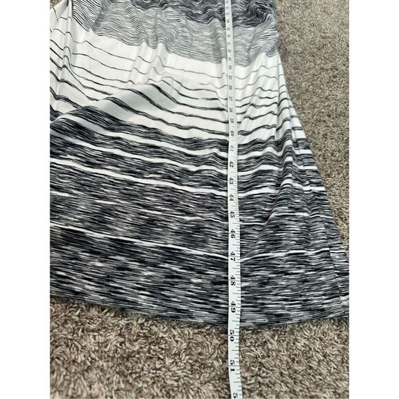 Athleta Comeback Tank Midi Dress Ruched Cinched Sides Striped White/Black 1X - Picture 8 of 12